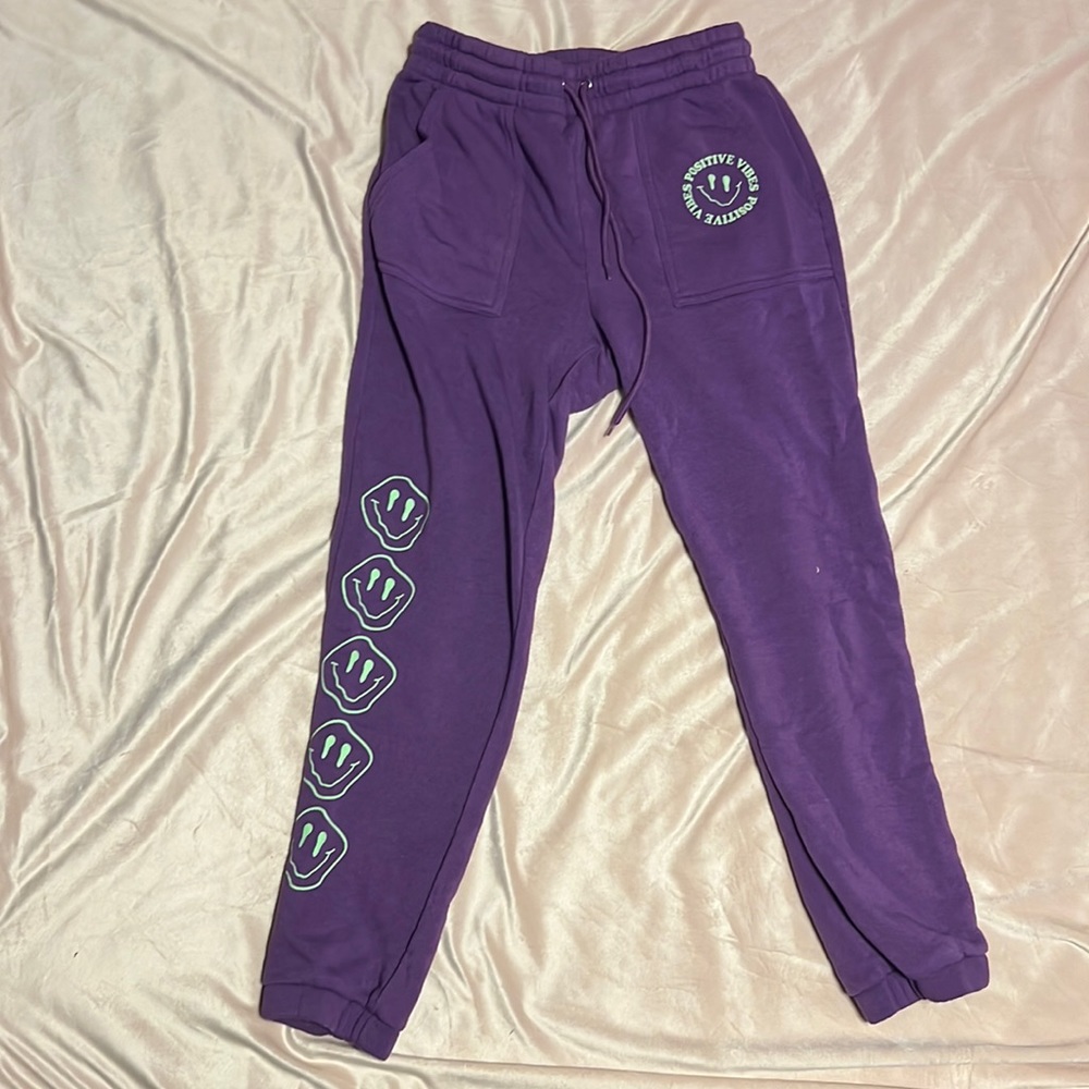 purple rue 21 positive vibes sweatpants